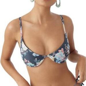O’NEILL STELLA SEVILLE swim Floral  Bikini Top grey, size SMALL
